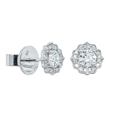 18ct White Gold Diamond Paramount Stud Earrings-Earrings-Walker & Hall