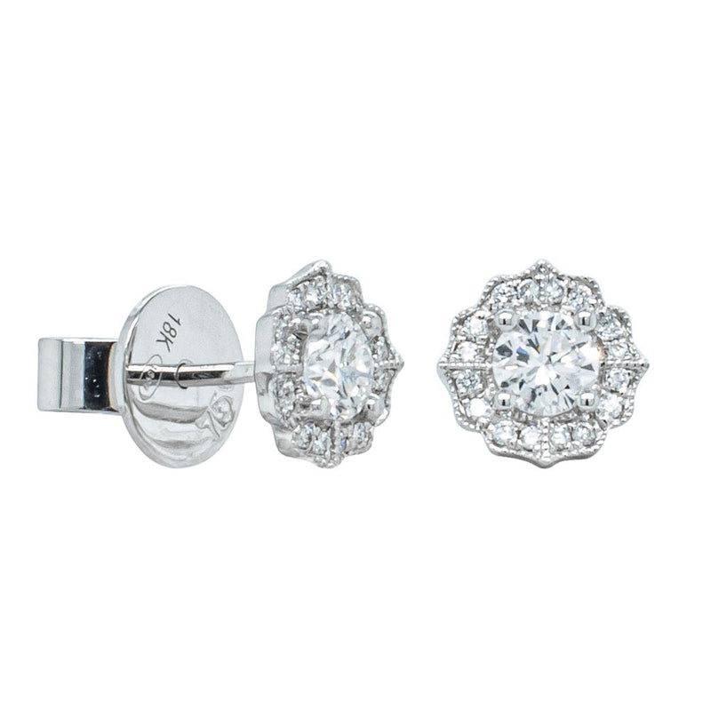 18ct White Gold Diamond Paramount Stud Earrings-Earrings-Walker & Hall