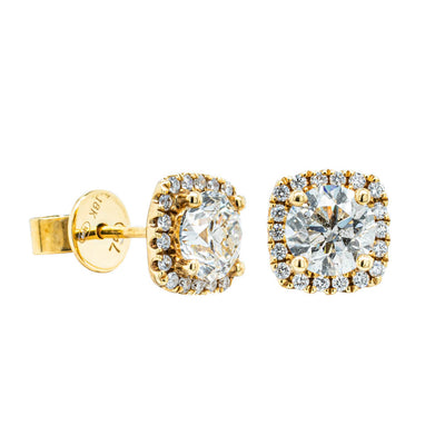 18ct Yellow Gold 2.01ct Diamond Peony Earrings-Earrings-Walker & Hall