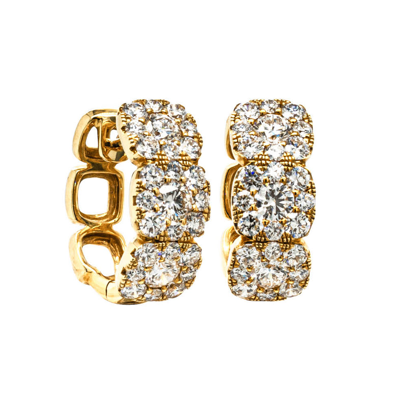 18ct Yellow Gold 1.61ct Diamond Hoop Earrings-Earrings-Walker & Hall
