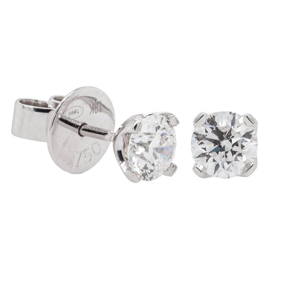 18ct White Gold 1.01ct Diamond Blossom Stud Earrings-Earrings-Walker & Hall