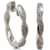18ct White Gold Diamond Twist Hoop Earrings-Earrings-Walker & Hall