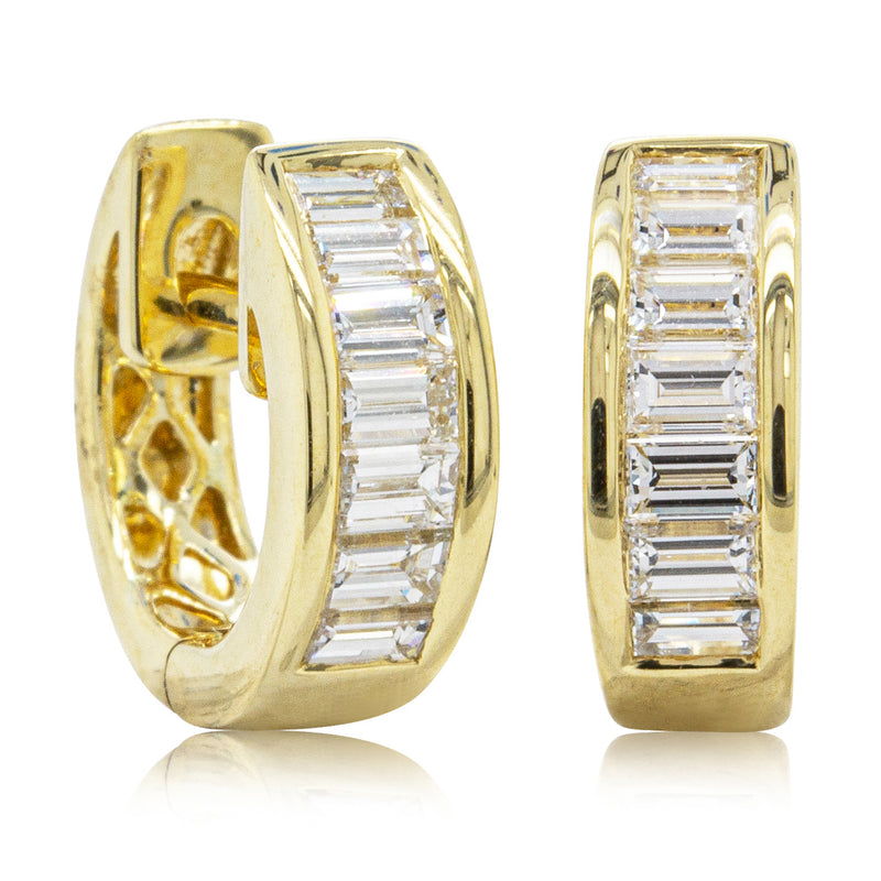 18ct Yellow Gold Diamond Huggie Earrings-Earrings-Walker & Hall