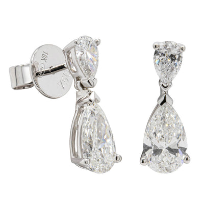 18ct White Gold Diamond Earrings-Earrings-Walker & Hall