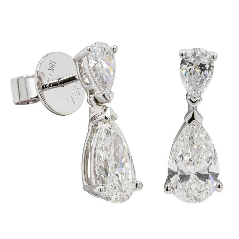 18ct White Gold Diamond Earrings-Earrings-Walker & Hall