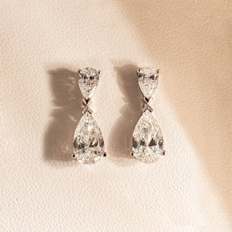 18ct White Gold Diamond Earrings-Earrings-Walker & Hall