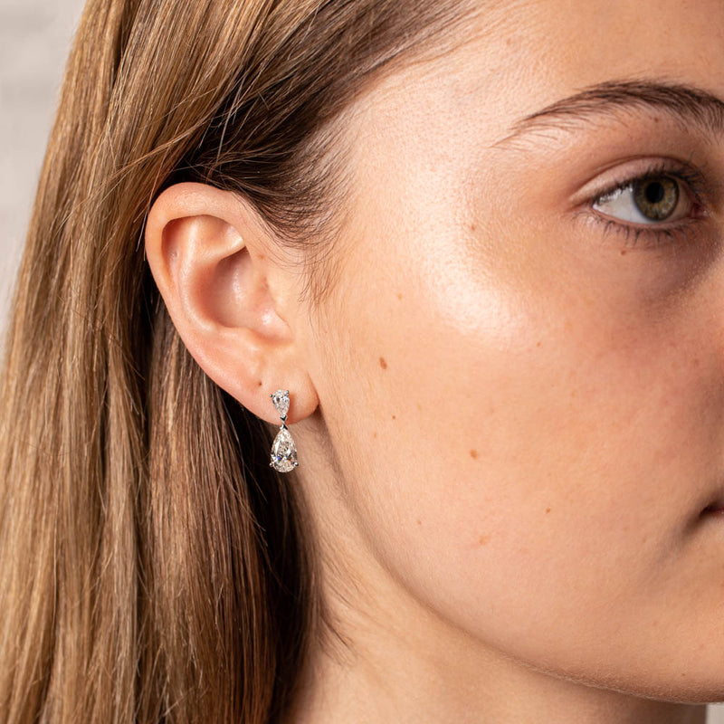 18ct White Gold Diamond Earrings-Earrings-Walker & Hall