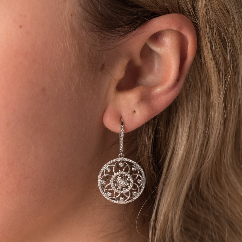 9ct & 18ct White Gold Diamond Earrings-Earrings-Walker & Hall