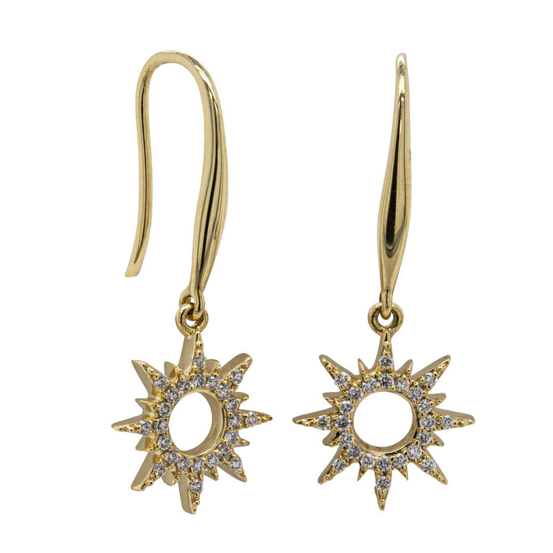 18ct Yellow Gold Diamond Sol Earrings-Earrings-Walker & Hall