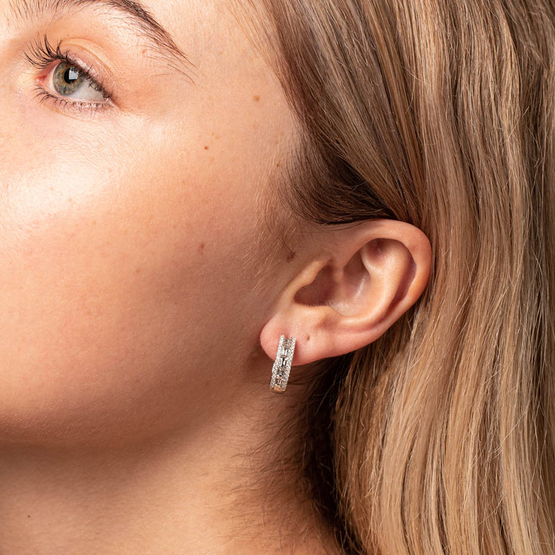 18ct White Gold Diamond Huggie Earrings-Earrings-Walker & Hall