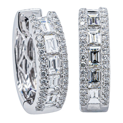 18ct White Gold Diamond Huggie Earrings-Earrings-Walker & Hall