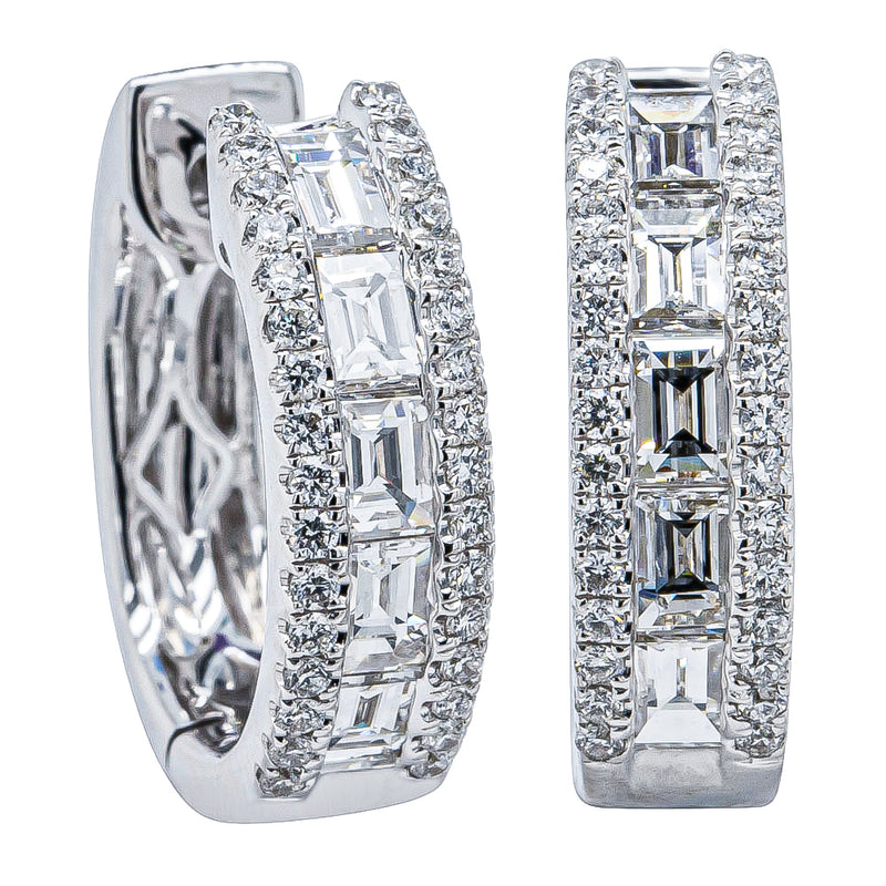 18ct White Gold Diamond Huggie Earrings-Earrings-Walker & Hall
