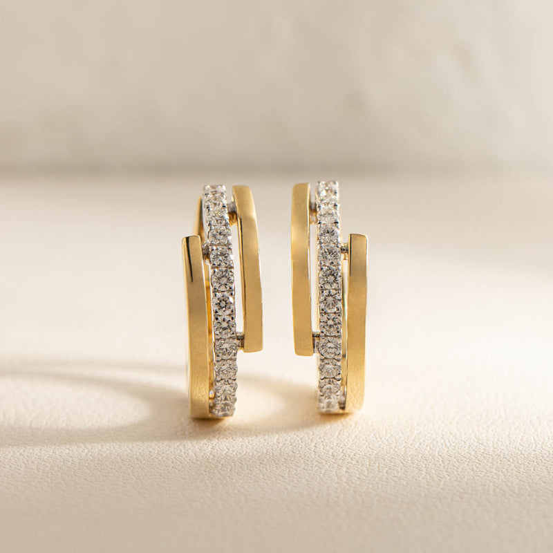 18ct Yellow Gold Diamond Earrings-Earrings-Walker & Hall