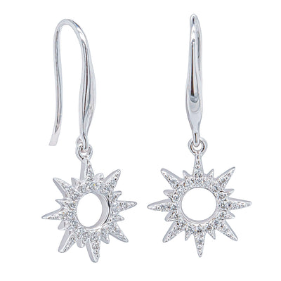 14ct White Gold .13ct Diamond Sol Earrings-Earrings-Walker & Hall