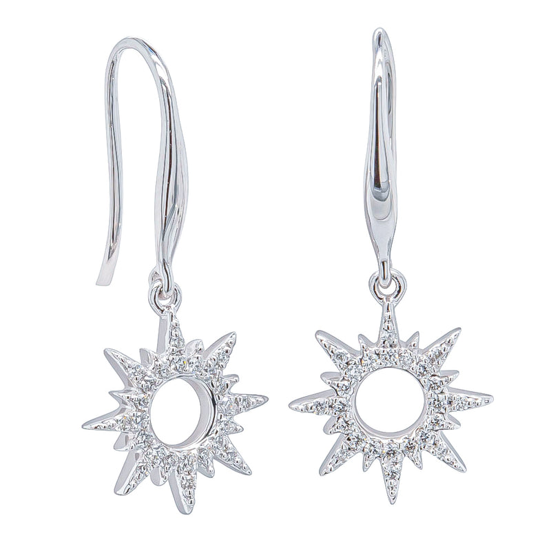 14ct White Gold .13ct Diamond Sol Earrings-Earrings-Walker & Hall
