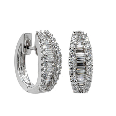 18ct White Gold Diamond Hoop Earrings-Earrings-Walker & Hall