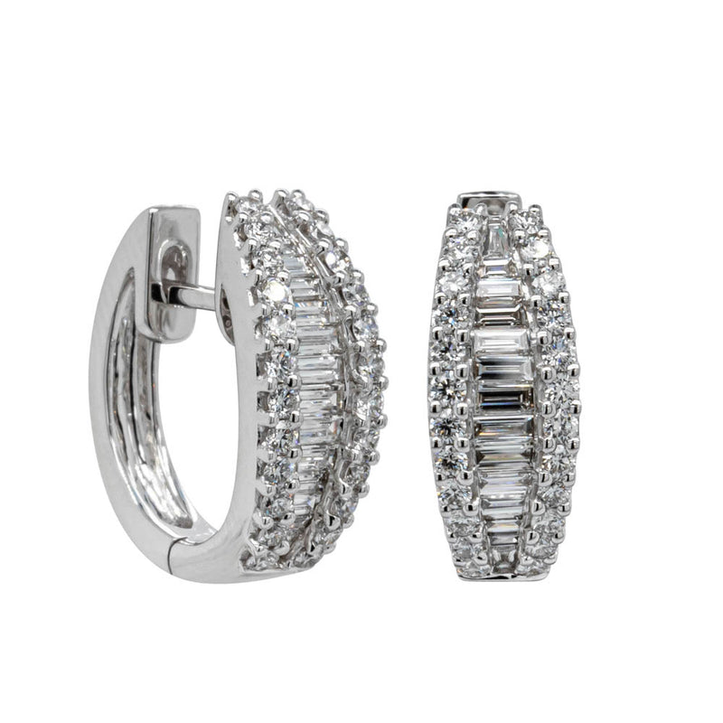 18ct White Gold Diamond Hoop Earrings-Earrings-Walker & Hall