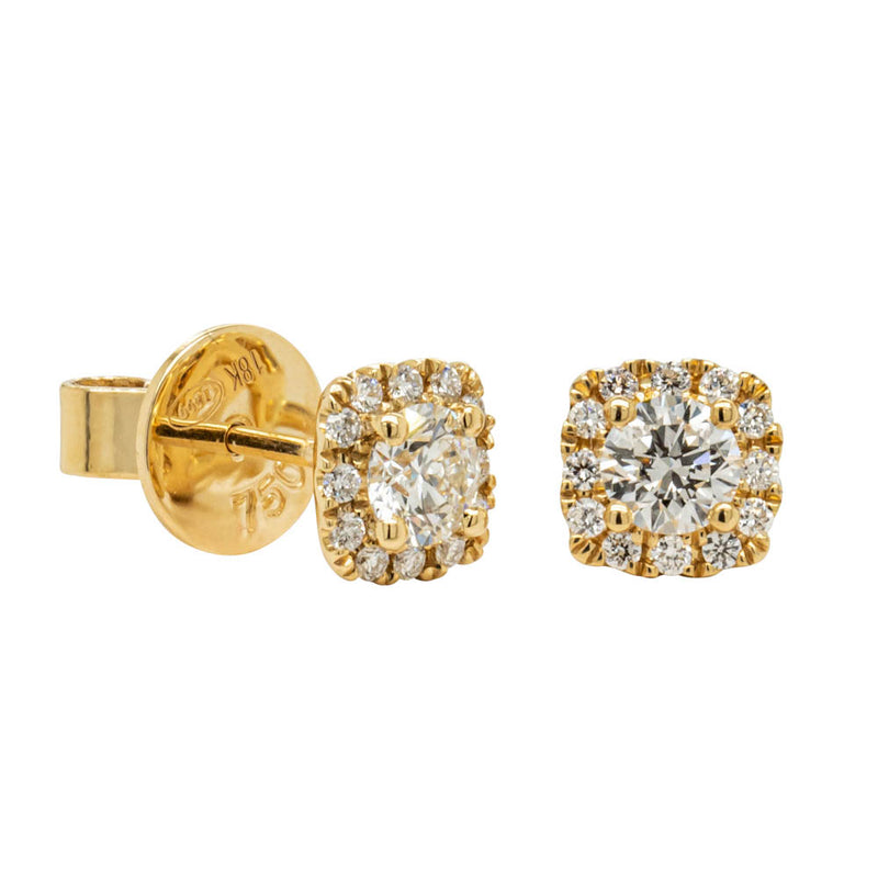 18ct Yellow Gold .55ct Diamond Peony Stud Earrings-Earrings-Walker & Hall