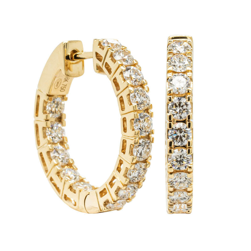 18ct Yellow Gold 2.00ct Diamond Jubilee Hoop Earrings-Earrings-Walker & Hall