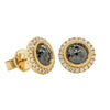 18ct Yellow Gold Black Diamond Halo Earrings-Earrings-Walker & Hall