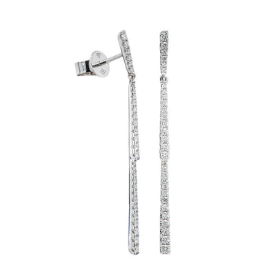 18ct White Gold Diamond Drop Earrings-Earrings-Walker & Hall