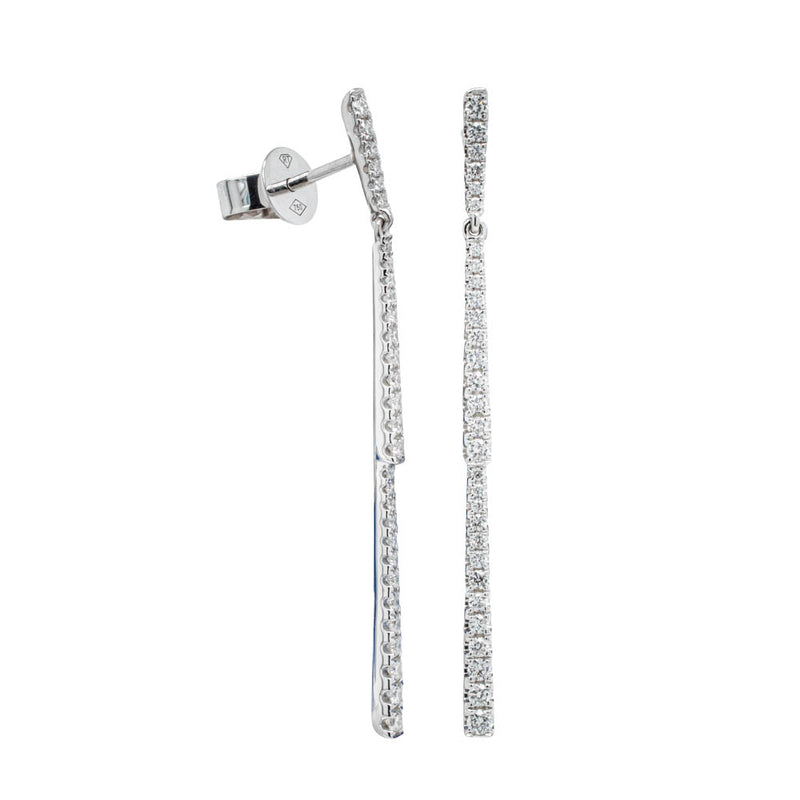 18ct White Gold Diamond Drop Earrings-Earrings-Walker & Hall