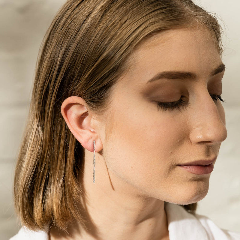 18ct White Gold Diamond Drop Earrings-Earrings-Walker & Hall