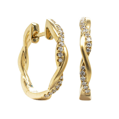 18ct Yellow Gold Diamond Hoop Earrings-Earrings-Walker & Hall