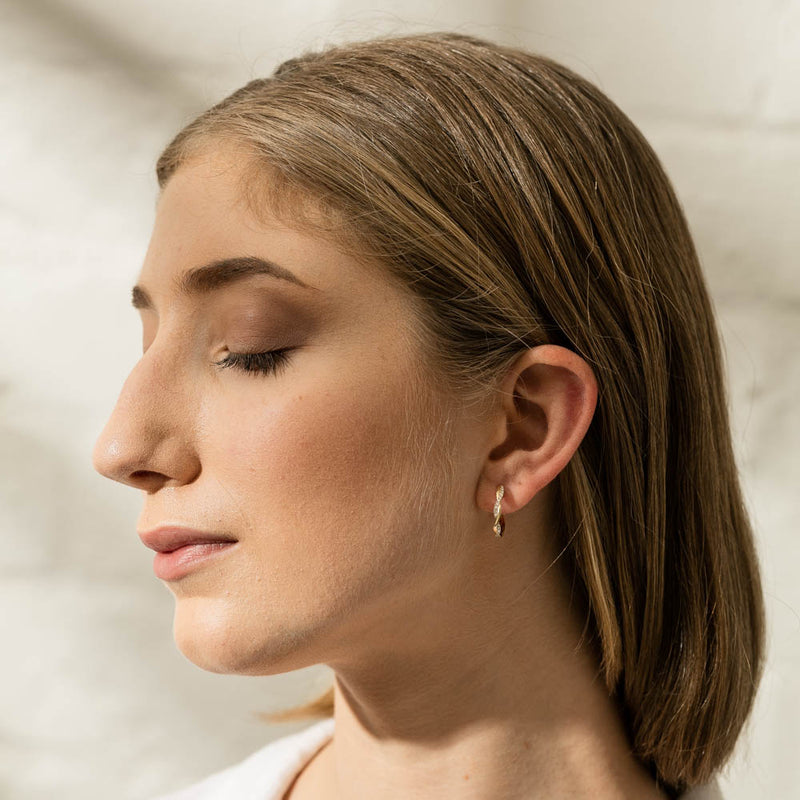 18ct Yellow Gold Diamond Hoop Earrings-Earrings-Walker & Hall