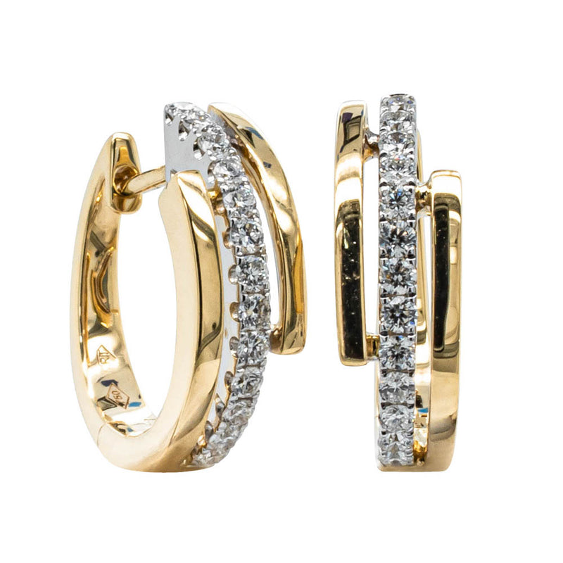 18ct Yellow Gold Diamond Hoop Earrings-Earrings-Walker & Hall