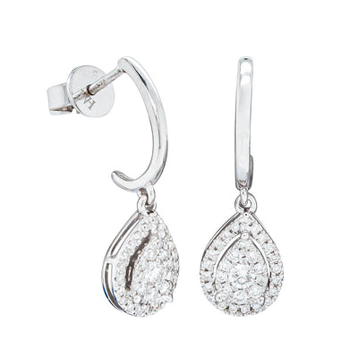 9ct White Gold .33ct Diamond Pear Saturn Earrings-Earrings-Walker & Hall