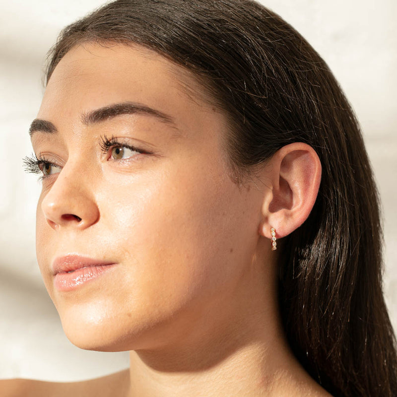 18ct Yellow Gold Diamond Aura Hoop Earrings-Earrings-Walker & Hall