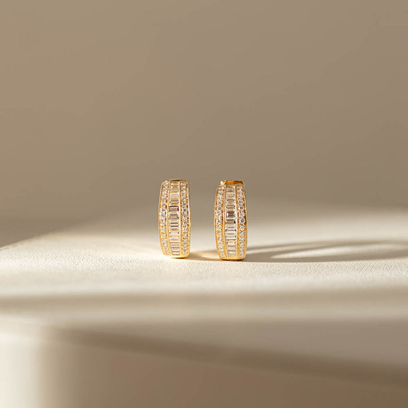 18ct Yellow Gold Diamond Imperial Hoop Earrings-Earrings-Walker & Hall