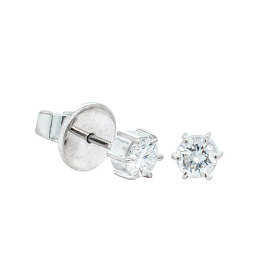 Deja Vu 12ct White Gold .60ct Diamond Solitaire Stud Earrings-Earrings-Walker & Hall