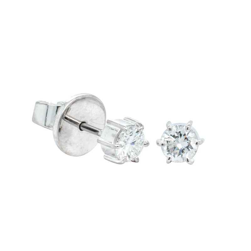 Deja Vu 12ct White Gold .60ct Diamond Solitaire Stud Earrings-Earrings-Walker & Hall