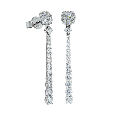 18ct White Gold Diamond Drop Earrings-Earrings-Walker & Hall