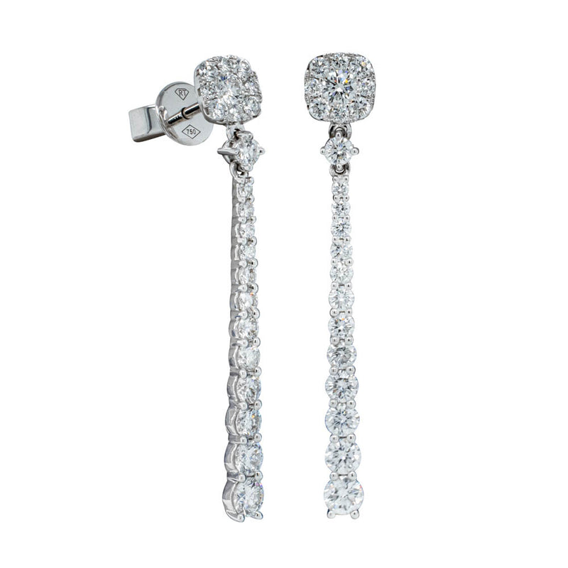 18ct White Gold Diamond Drop Earrings-Earrings-Walker & Hall