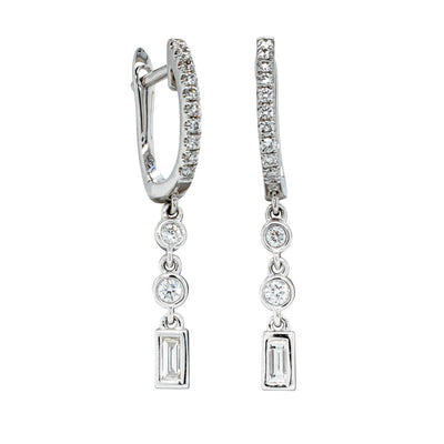 18ct White Gold Diamond Earrings-Earrings-Walker & Hall