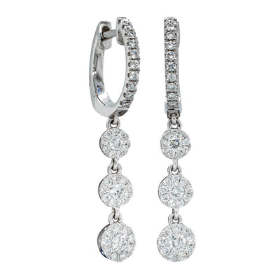 18ct White Gold .65ct Diamond Drop Earrings-Earrings-Walker & Hall