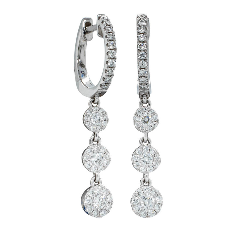 18ct White Gold .65ct Diamond Drop Earrings-Earrings-Walker & Hall