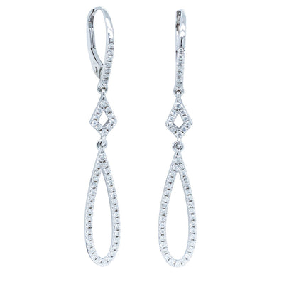 18ct White Gold .42ct Diamond Drop Earrings-Earrings-Walker & Hall