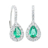 18ct White Gold Emerald & Diamond Huggie Drop Earrings-Earrings-Walker & Hall