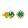 18ct Yellow Gold Emerald & Diamond Paramount Earrings-Earrings-Walker & Hall