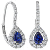 18ct White Gold Sapphire & Diamond Halo Earrings-Earrings-Walker & Hall