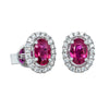 18ct White Gold Ruby & Diamond Halo Earrings-Earrings-Walker & Hall