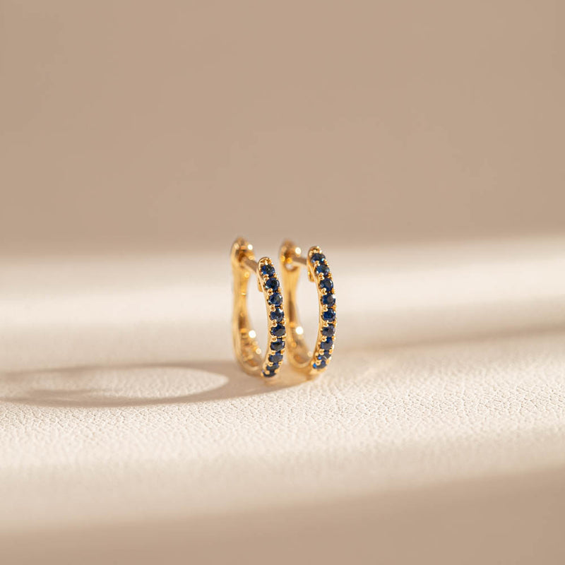 18ct Yellow Gold .14ct Sapphire Cosy Earrings-Earrings-Walker & Hall