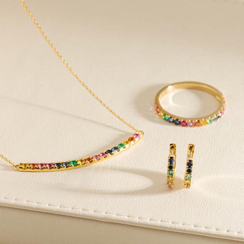 9ct Yellow Gold Prism Huggie Earrings-Earrings-Walker & Hall