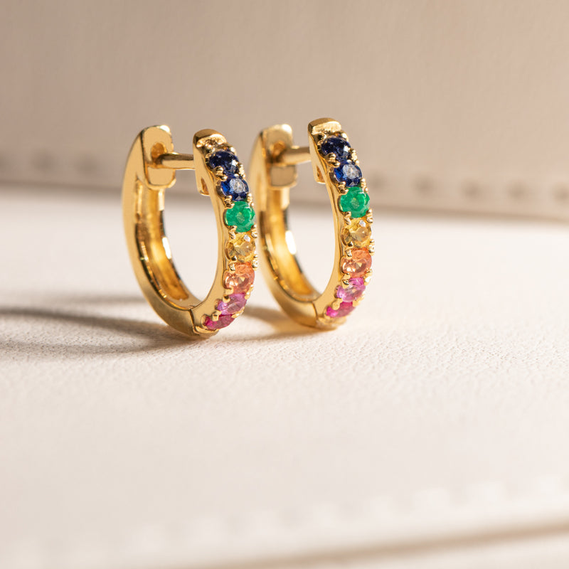 9ct Yellow Gold Prism Huggie Earrings-Earrings-Walker & Hall