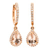 18ct Rose Gold Morganite & Diamond Halo Earrings-Earrings-Walker & Hall