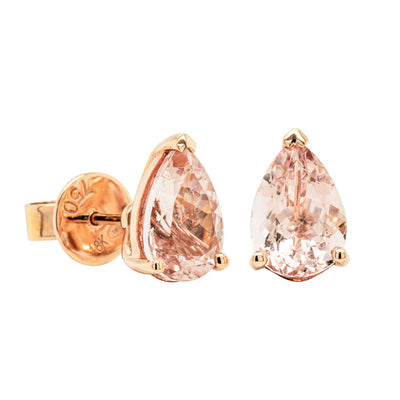 18ct Rose Gold 3.98ct Morganite Stud Earrings-Earrings-Walker & Hall